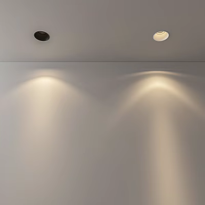 Ceiling Mounted Downlights Casting Soft Light Spots On Smooth White Wall 3d model