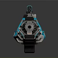 Futuristic Blue And White High Tech Weapon Featuring Intricate Design And Reflective Surface