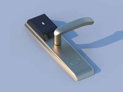 Modern Smart Door Lock With Metallic Handle Black Panel And Round Button 3d model