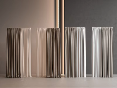 Elegant Curtains In Neutral Tones With Soft Velvet Fabric And Modern Design 3d model
