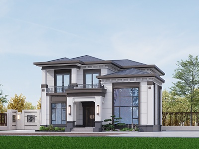 New Chinese-style two-story villa model