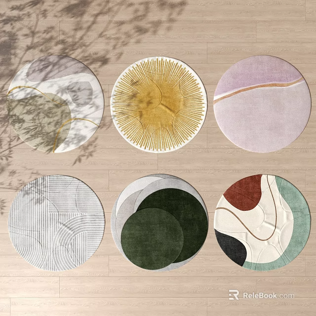 Colorful Round Rugs With Various Patterns And Different Designs For Home Decor 3d model