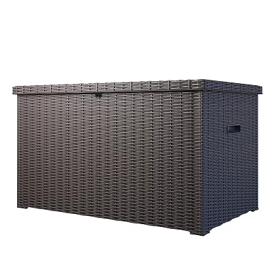 Brown Rattan Storage Chest with Secure Lid for Outdoor Use and Durable Design 3d model