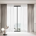 Modern Living Room Curtains With Sheer Panels And Grey Drapes By Large Window
