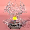 Modern Transparent Mesh Decorative Light With Yellow Bulb On Pink Background