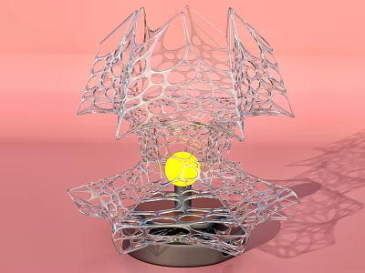 Modern Transparent Mesh Decorative Light With Yellow Bulb On Pink Background 3d model