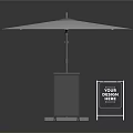 White Outdoor Umbrella Stand With Gray Storage Cabinet And Transparent Design Signboard