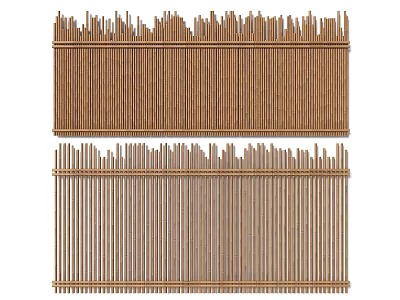 Bamboo Garden Decorative Fence Ornaments with Vertical Slats and Serrated Top 3d model