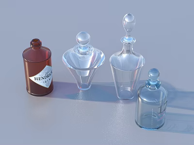 Hemp Oil Brown Bottle And Transparent Glass Containers For Daily Use 3d model