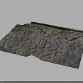 Natural Stone Pavement Design With Irregular Gray Blue Slabs And Edge Green Plants