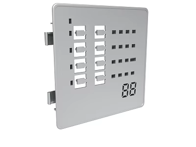 Grey Electronic Control Panel With Multiple Rectangular Holes And Digital 3d model
