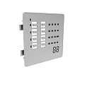 Grey Electronic Control Panel With Multiple Rectangular Holes And Digital