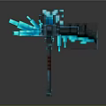 Minecraft 3D Model Blue Glowing Axe With Detailed Design And Effects