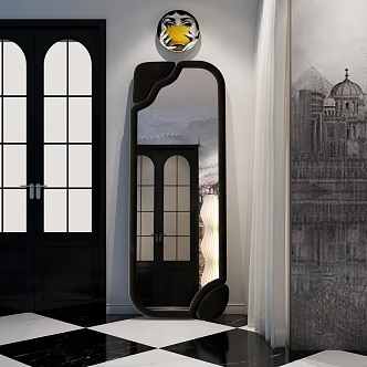 Light Luxury Fluffy Floor Mirror 3d model