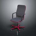 Modern Gray Office Chair With Red Trim Armrests And Five Star Base Wheels