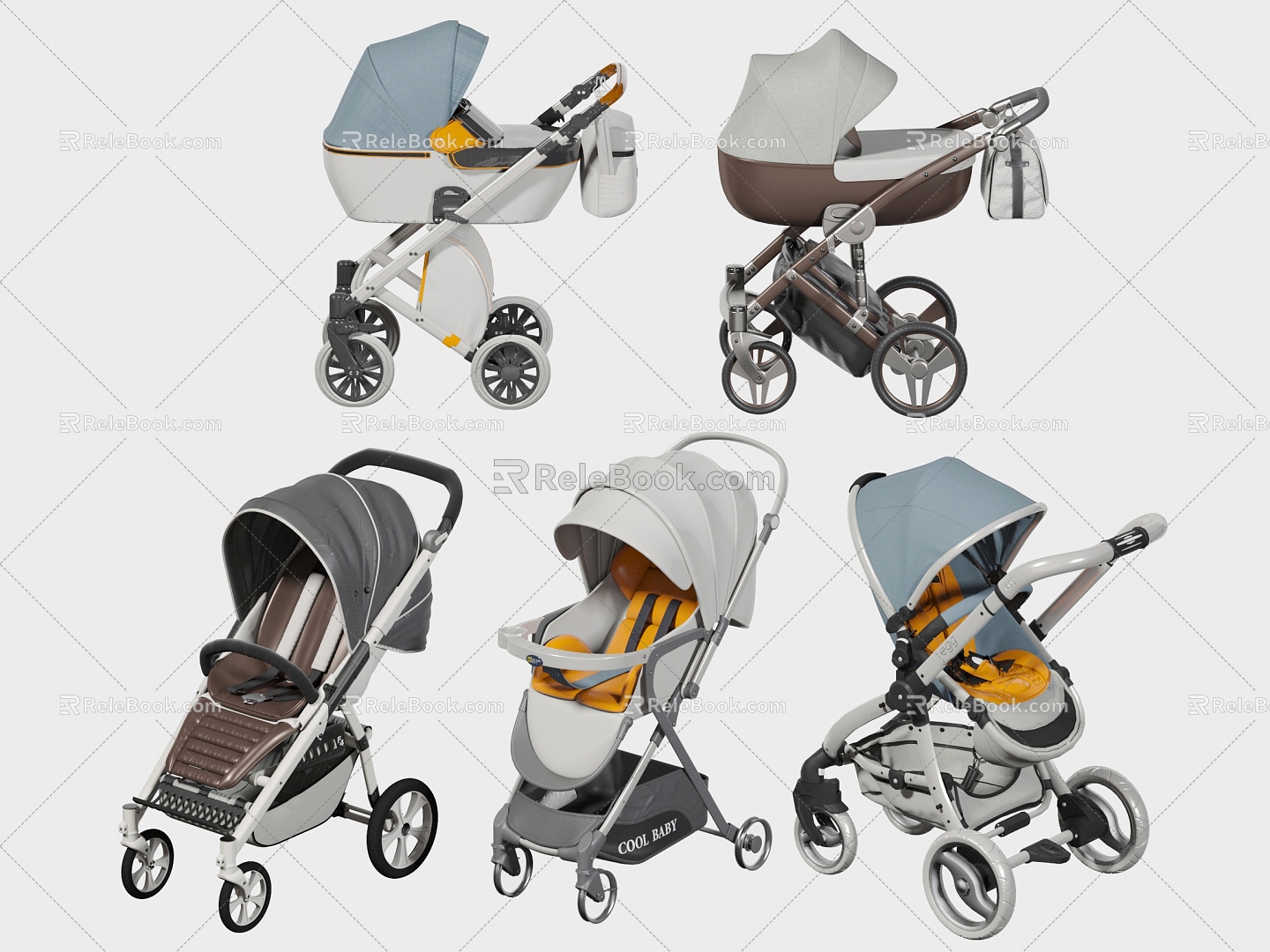 Modern Stroller Baby Stroller Baby Car Cradle 3d model