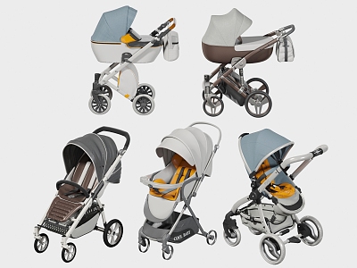 Modern Stroller Baby Stroller Baby Car Cradle 3d model