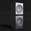 Modern Stackable Washing Machine With Dryer Sleek Silver Design And Round Doors 3d model