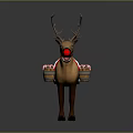 Christmas Themed Reindeer Decoration With Red Nose Decorative Saddle And Ornamental Barrels