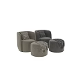 Gray Modern Accent Chair with Armrest Soft Cushion and Cozy Throw Blanket