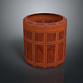 Wooden Barrel Shaped Storage Container With Panel Design For Home Use