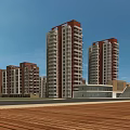 Modern High Rise and Low Rise Residential Buildings with Green Spaces Near Waterfront
