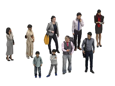 Group of Diverse People With Various Ages And Different Daily Activities 3d model