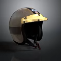 Vintage Motorcycle Helmet Featuring Gold Brown Shell And Black Inner Lining