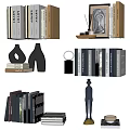 Modern Minimalist Decorative Ornament Set With Books Sculptures And Vases For Home