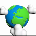 Decorative Ornament Set Featuring Globe With Blue Green And White Clouds For Home Decor