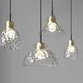 Modern Glass Pendant Lights With Illuminated Textured Shades And Black Cords
