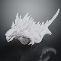 Game Movie Character 3D Model White Spiked Dragon with Tail Detailed Design