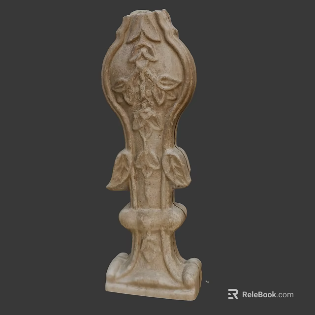 Artistic Stone Carving Pillar With Intricate Leaf Vine Classical Design Elements 3d model 
