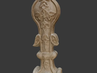 Artistic Stone Carving Pillar With Intricate Leaf Vine Classical Design Elements 3d model