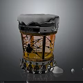 Decorative Barrel Shaped Equipment With Snow On Top Spider Web Orange Glass And Spiked Base
