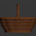 Practical Orange Woven Basket With Handle For Daily Household Storage Use 3d model