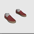 Red Casual Canvas Slip On Shoes With White Lining And Brown Sole