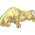 Golden Bull Sculpture With Intricate Decorative Patterns And Artistic Design