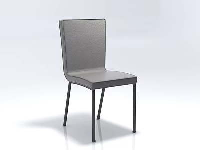 Gray Leather Dining Chair With Black Metal Legs Modern Minimalist Design 3d model