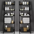 Black Bathroom Shelving Unit with Multi Tiers Towels and Bathroom Essentials