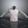 Light Pink Hoodie With Gray Sleeves Zip Neckline And Chest Logo Design