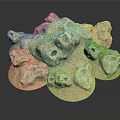 Creamy White Rock Sculpture With Irregular Shapes Holes And Round Base On Black Smooth Surface