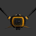 Yellow And Black Mini Drone With Extended Black Wings On Reflective Surface 3d model