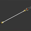 Modern Spear Weapon With White Shaft Black Yellow Accents And Red Circular Element