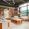 Book Art Showcase In Modern Café Interior Design