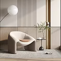 Modern Single Sofa Cream Single Sofa 3d model