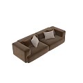 Modern Brown Two Seater Sofa With Soft Velvet Upholstery And White Brown Cushions