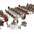 Elegant Formal Dining Table Set With Red Chairs Tableware And Decorative Centerpieces