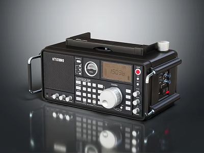 Portable Headphone Speaker with Radio Digital Display Knobs and Handle Design 3d model