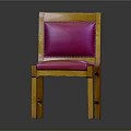Classic Wooden Frame Chair With Pink Leather Seat And Backrest Stitching